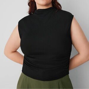 High Neck Sleeveless Ruched Tank Top